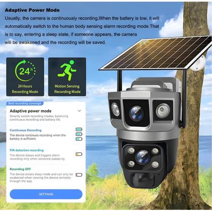 Imagem de Câmera IP WiFi À Prova D'água De 12MP Com Painel Solar De Lente Dupla, Detecção De Movimento PIR,