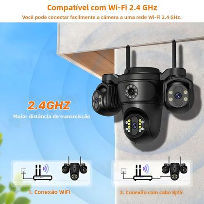 Imagem de Câmera IP WiFi Externa 15MP Com Três Lentes, Monitor De Vídeo HD De 8MP Com Detecção Humana Por IA,