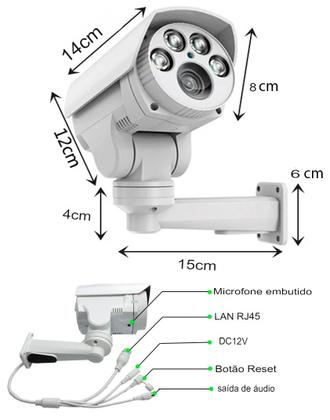 Imagem de Camera Ip Wifi Externa A prova dagua App Camhi Ptz Giratoria Zoom 10x Onvif P2P Nuvem e Cartão MIcro Sd ir cut