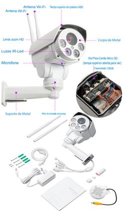 Imagem de Camera Ip Wifi Externa A prova dagua App Camhi Ptz Giratoria Zoom 10x Onvif P2P Nuvem e Cartão MIcro Sd ir cut