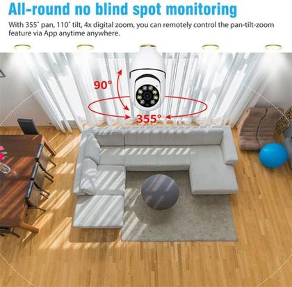 Imagem de Câmera Lâmpada de Segurança WiFi, 1080P Câmera de Base E27 com Visão Noturna