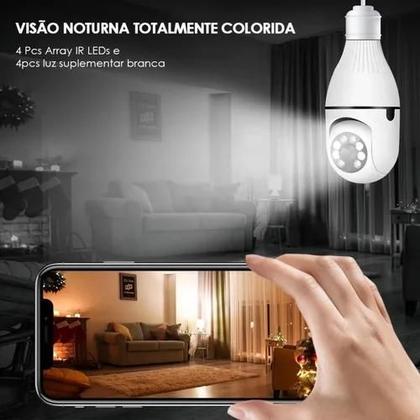 Imagem de Camera Lâmpada Espia Wifi Ip Segurança Panoramica Giratoria
