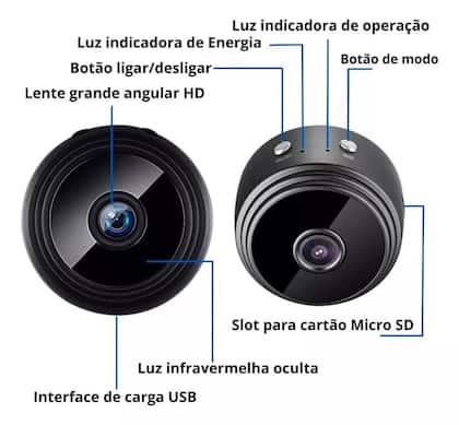 Imagem de Câmera Mini Wifi sem Fio 1080p - Gravação Contínua com Detecção de Movimento em Cor Preto