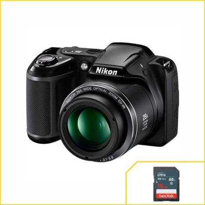 Camera Nikon Coolpix L 340 - Cor Preta - Câmera Semi e