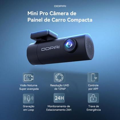 Imagem de Câmera para Proteção Veicular DDPAI Mini Pro  1296P, WiFi, Visão Noturna e Monitoramento 24h