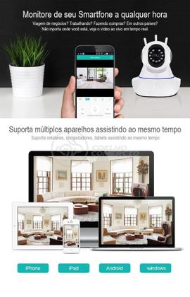 Imagem de Câmera Pet Animais 3 Antenas Robô Full HD 1080P Wifi Sem Fio Gira 360º Áudio Visão Noturna - Onvif