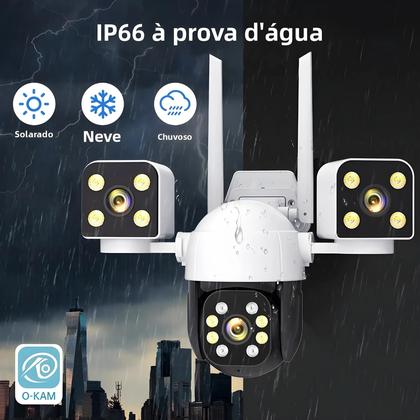 Imagem de Câmera PTZ Externa WiFi 8K 15MP Com Três Lentes, Rastreamento Automático E Detecção Humana Para