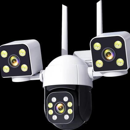 Imagem de Câmera PTZ Externa WiFi 8K 15MP Com Três Lentes, Rastreamento Automático E Detecção Humana Para