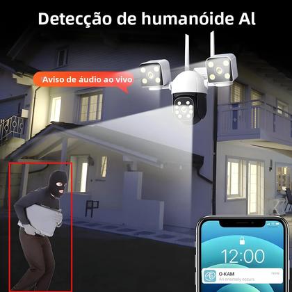 Imagem de Câmera PTZ Externa WiFi 8K 15MP Com Três Lentes, Rastreamento Automático E Detecção Humana Para