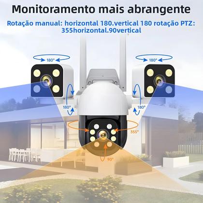 Imagem de Câmera PTZ Externa WiFi 8K 15MP Com Três Lentes, Rastreamento Automático E Detecção Humana Para
