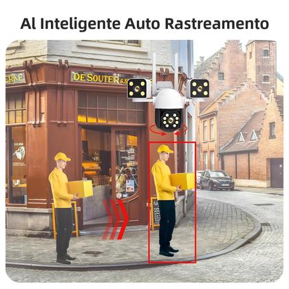 Imagem de Câmera PTZ Externa WiFi 8K 15MP Com Três Lentes, Rastreamento Automático E Detecção Humana Para