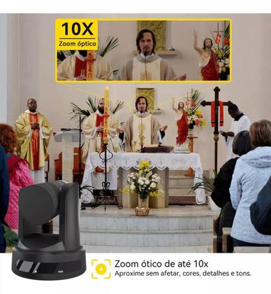 Imagem de Câmera Ptz Para Igrejas Hd 1080p 10x C/ Ip Hdmi E Sdi Vedo