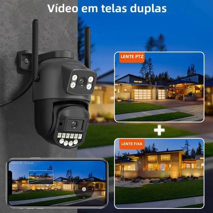 Imagem de Câmera PTZ Wi-Fi Externa 5K 10MP BESDER Com Detecção Humana Por IA, Tela Dupla 4K 8MP, CCTV IP Com