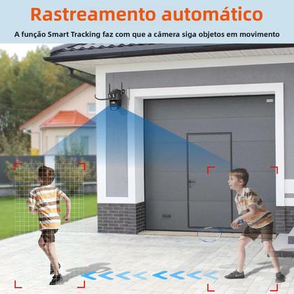 Imagem de Câmera PTZ Wi-Fi Externa 5K 10MP BESDER Com Detecção Humana Por IA, Tela Dupla 4K 8MP, CCTV IP Com