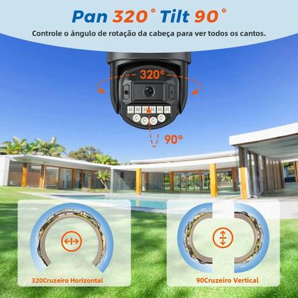 Imagem de Câmera PTZ Wi-Fi Externa 5K 10MP BESDER Com Detecção Humana Por IA, Tela Dupla 4K 8MP, CCTV IP Com