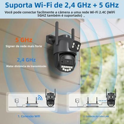 Imagem de Câmera PTZ Wi-Fi Externa 5K 10MP BESDER Com Detecção Humana Por IA, Tela Dupla 4K 8MP, CCTV IP Com