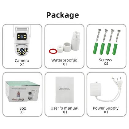 Imagem de Câmera PTZ Wifi Externa 4K 8MP Telas Duplas Detecção Humana Câmera IP De Lente Dupla Com App iCSee