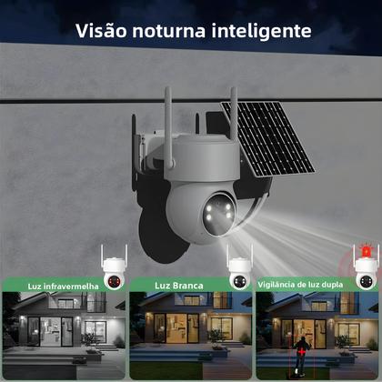 Imagem de Câmera PTZ WiFi Externa Com Zoom De 10X, Energia Solar, 5MP, Vigilância Por Vídeo Sem Fio Com