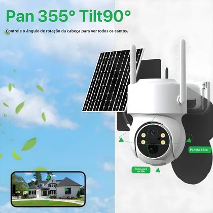 Imagem de Câmera PTZ WiFi Externa Com Zoom De 10X, Energia Solar, 5MP, Vigilância Por Vídeo Sem Fio Com