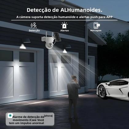 Imagem de Câmera PTZ WiFi Externa Com Zoom De 10X, Energia Solar, 5MP, Vigilância Por Vídeo Sem Fio Com