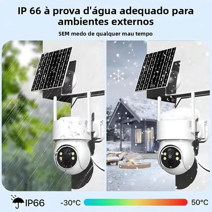 Imagem de Câmera PTZ WiFi Externa Com Zoom De 10X, Energia Solar, 5MP, Vigilância Por Vídeo Sem Fio Com
