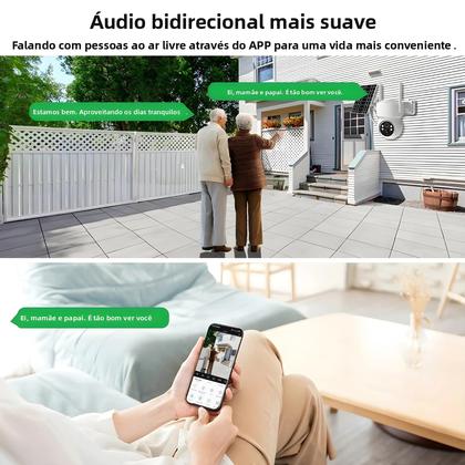 Imagem de Câmera PTZ WiFi Externa Com Zoom De 10X, Energia Solar, 5MP, Vigilância Por Vídeo Sem Fio Com