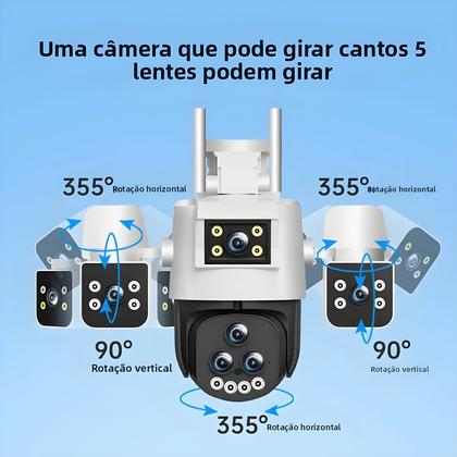 Imagem de Câmera PTZ WiFi Externa De 30MP Com Zoom De 20X, Cinco Lentes, Visão Noturna, Detecção De Movimento