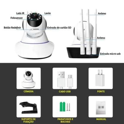 Imagem de Câmera Robô Ip 3 Antenas Wi-Fi Com Rotação 360
