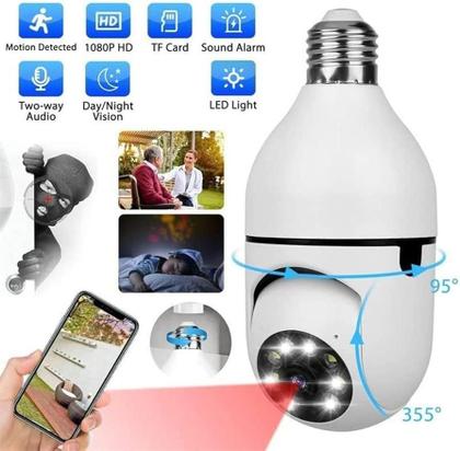 Imagem de Câmera Segurança Bocal de Lâmpada Rotativa Wifi Com Câmera Ip66