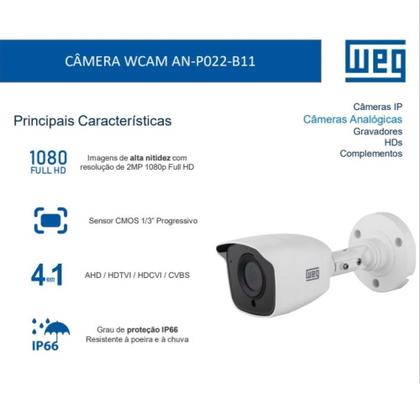 Imagem de Câmera Segurança Bullet Analógica Weg Wcam 2mp 2,8mm FullHD