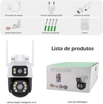Imagem de Câmera Segurança Externa Lente Dupla Rastreamento A28 Visão Noturna Prova Dágua