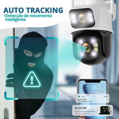 Imagem de Câmera Segurança Externa Lente Dupla Rastreamento A28 Visão Noturna Prova Dágua