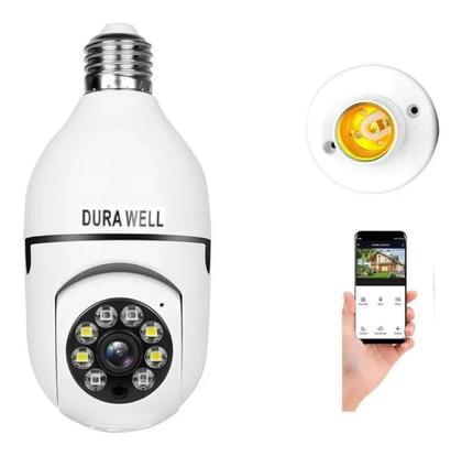 Imagem de Câmera Segurança Giratória IP  Sem Fio Wi-Fi Bocal E27 Visão Noturna Detecta Movimento