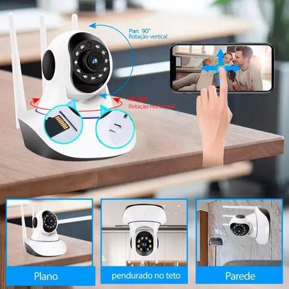 Imagem de Camera Segurança Ip Interna 360 Graus 3 Antenas Wifi Áudio