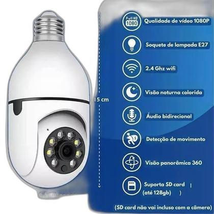 Imagem de Câmera Segurança Ip Wifi Lâmpada Uso Interno E Externo