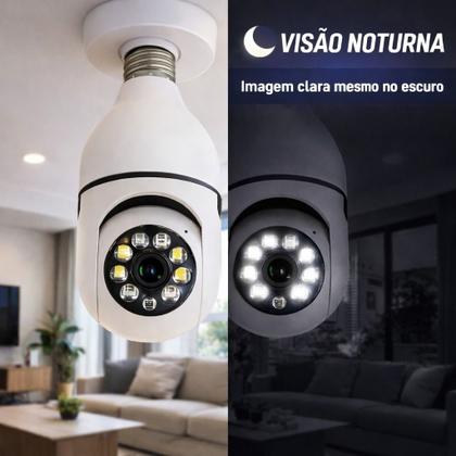 Imagem de Camera Segurança Panoramica Lampada E27 Wifi Espia Com Rastreio de Movimento