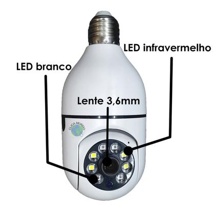 Imagem de Camera Segurança Panoramica Lampada E27 Wifi Espia Com Rastreio de Movimento