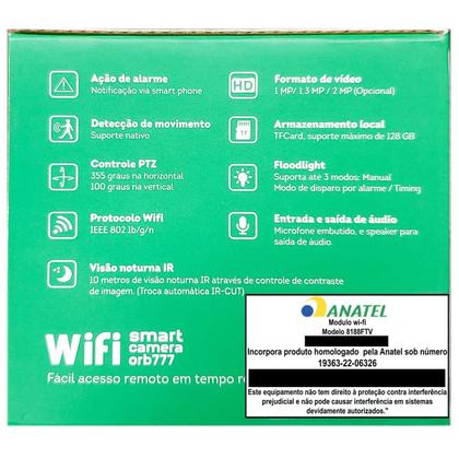 Imagem de Camera Segurança Panoramica Lampada Wifi Espia C/rastreio Orbitronic