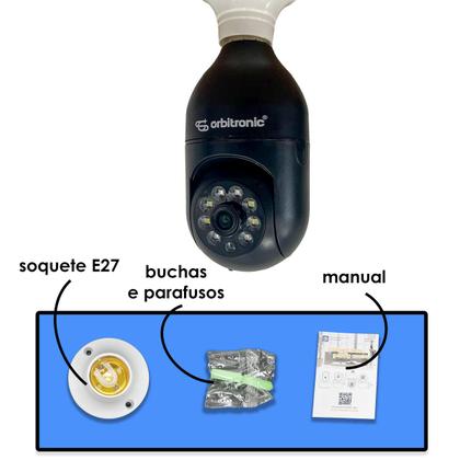 Imagem de Camera Segurança Panoramica Lampada Wifi Espia C/rastreio Preta Orbitronic