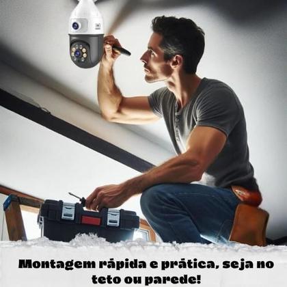 Imagem de Câmera Segurança Wifi Dupla Lentes Lâmpada Visão Noturna 360 Ultra Moderna FULL HD1080p