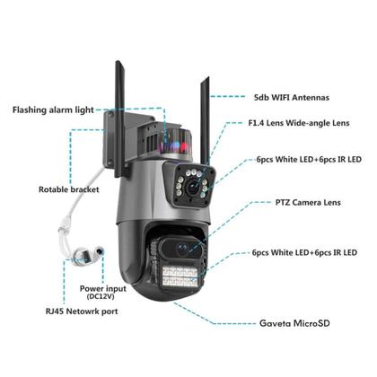 Imagem de Câmera Segurança Wifi Ip Lente Dupla 2x 3mp Externa 360 Visão Noturna Alarme