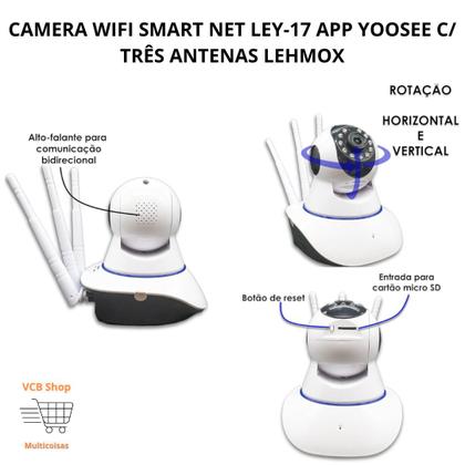 Imagem de Camera seguranca wifi smart yoosee hd 720p visao 360 noturna 3 antenas ley-17 anatel