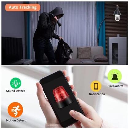 Imagem de Câmera sem fio HD 1080P Lâmpada, E27 Interface + Cartão Micro 32GB