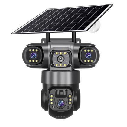 Imagem de Câmera Solar Externa IP V380 pro Com 3 Lentes, 4G, 6K HD, 12MP, À Prova D'Água, Visão Noturna, Áudio