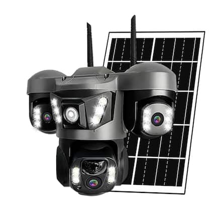Câmera Solar V380 De 15MP Com Três Lentes, Zoom De 10x, Visão