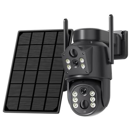 Imagem de Câmera Solar WiFi 4K HD Externa Com Lente Dupla 2K Vigilância Por Vídeo Sem Fio CCTV iCSee