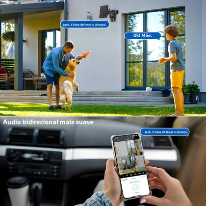 Imagem de Câmera Solar WiFi 4K HD Externa Com Lente Dupla 2K Vigilância Por Vídeo Sem Fio CCTV iCSee