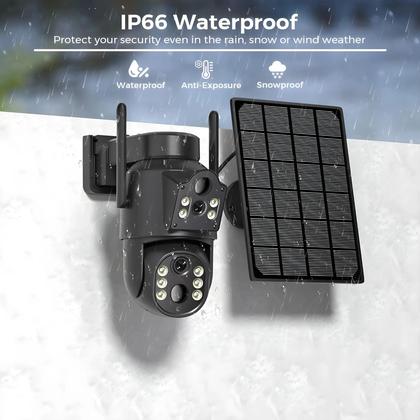 Imagem de Câmera Solar WiFi 4K HD Externa Com Lente Dupla 2K Vigilância Por Vídeo Sem Fio CCTV iCSee