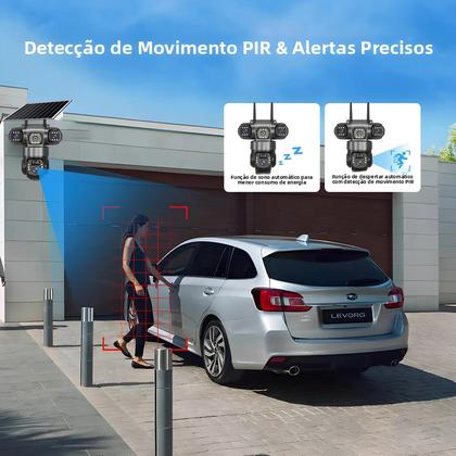 Imagem de Câmera Solar WiFi À Prova d'Água Para Exterior Com 3 Lentes 15MP Monitor De Vídeo IP PTZ
