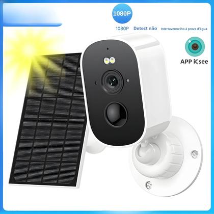 Imagem de Câmera Solar WiFi Externa 1080P Sem Fio Com Bateria, Alarme De Movimento PIR, Áudio Bidirecional E